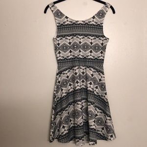 Black and white printed skater dress